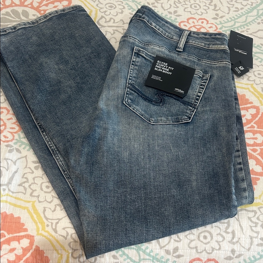 Silver jeans co denim blue jeans curvy boot cut 14w